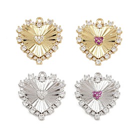 Латунные микро проложить кубического циркония подвески, сердце прелести, стойки покрытие, долговечный, без кадмия и без свинца