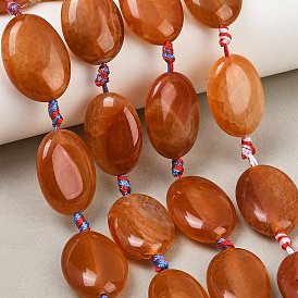 Natural Dragon Veins Agate Beads Strands, Dyed & Heated, Flat Oval
