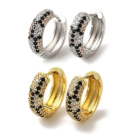 Rack Plating Brass Micro Pave Cubic Zirconia Hoop Earrings, Cadmium Free & Lead Free, Long-Lasting Plated