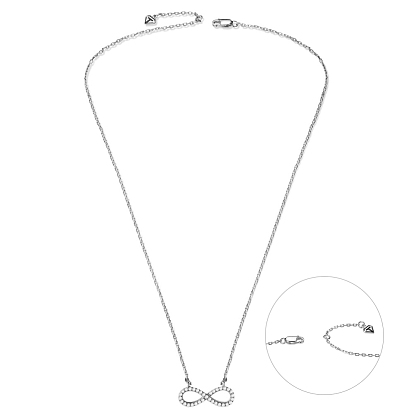 Tinysand 925 ожерелья с подвесками в виде бесконечности из стерлингового серебра со стразами, серебряные, 17 дюйм
