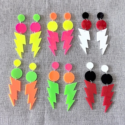 Плоские круглые акриловые серьги-гвоздики с молнией, платина