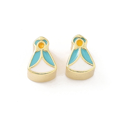 Латунь эмаль европейские шарики, бусины с большим отверстием, без свинца и без кадмия, долговечный, стойки покрытие, реальный 18 k позолоченный, треугольные