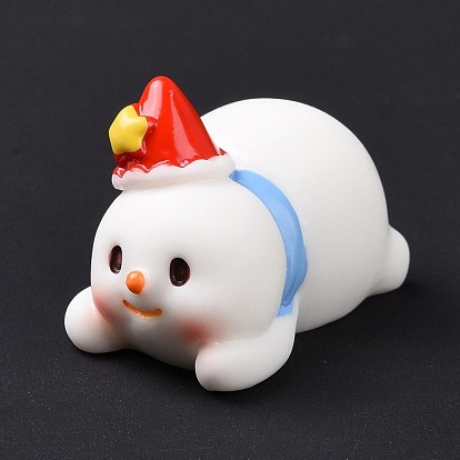 Christmas Theme Resin Display Decoration, for Home Decoration, Photographic Prop, Dollhouse Accessories, Lying Snowman