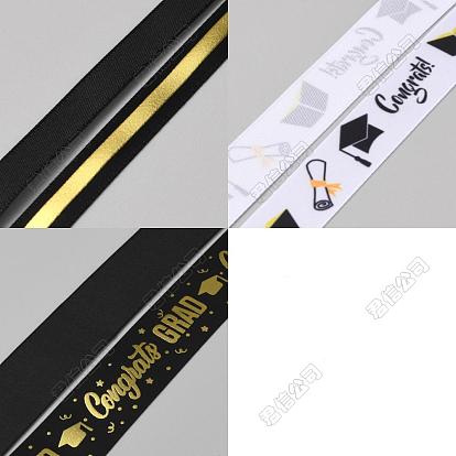3 lots 3 styles rubans en polyester imprimés sur le thème de la remise des diplômes, pour emballage cadeau, décoration de fête