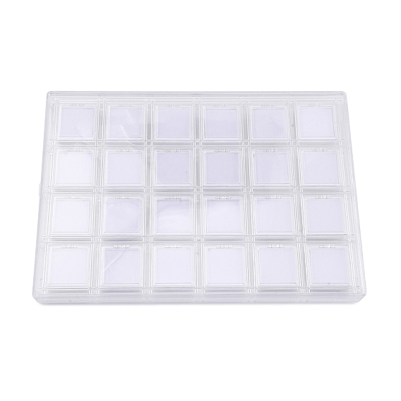 4-ряды 6 сетки акриловые органайзеры ящики для хранения, с 24шт. квадратные россыпные бриллианты маленькие футляры