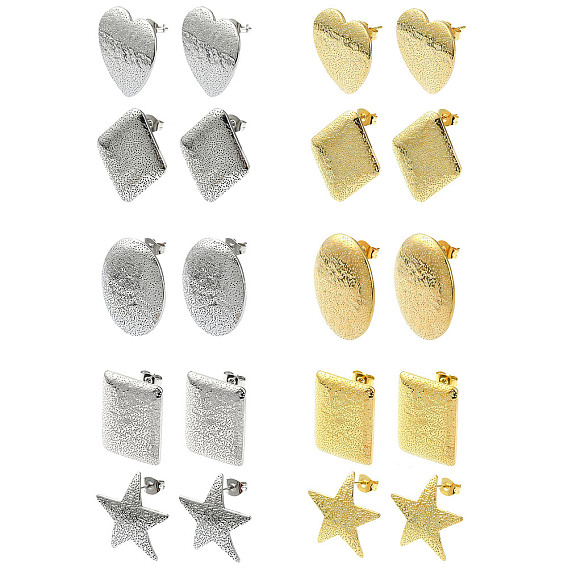 304 Фурнитура для сережек-гвоздиков из нержавеющей стали с ионным покрытием (IP), с петлей