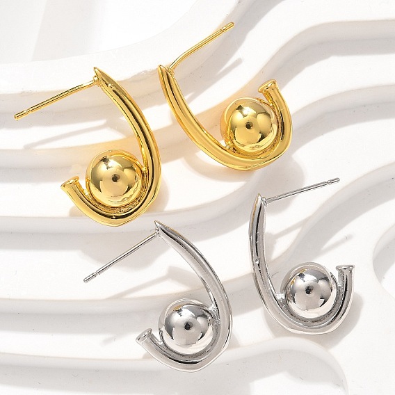 Латунь серьги, стойки покрытие, долговечный, без свинца и без кадмия, круглые