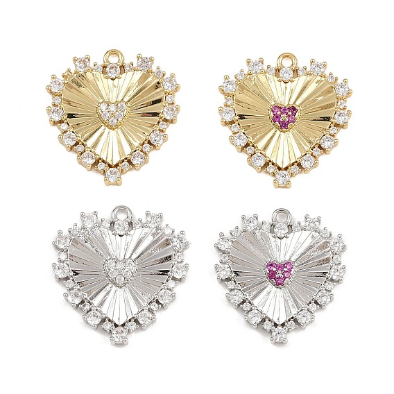 Латунные микро проложить кубического циркония подвески, сердце прелести, стойки покрытие, долговечный, без кадмия и без свинца