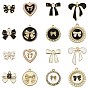 32 шт 16 стили сплава эмаль подвески, очарование бантом, без кадмия, без никеля и без свинца, с пластиковой/смоляной имитацией жемчуга и хрустальными стразами