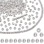 Brass Rhinestone Spacer Beads, Grade A, Straight Flange, Silver Color Plated, Rondelle