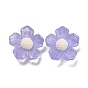 Transparent Resin Cabochons, with Glitter Powder, Flower