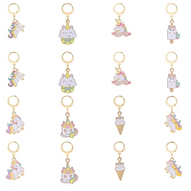 Кулон из сплава эмали тема единорога запирающие маркеры петель, 304 маркер с застежкой из нержавеющей стали