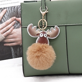 Deer Imitation Fur Keychain, Backpack Hanging Pom Pom Ball Decoration