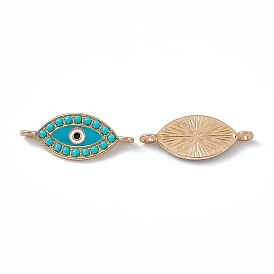 Alloy Connector Charms, with Turquoise Color Enamel and Synthetic Turquoise, Horse Eye Links