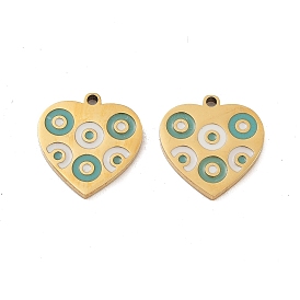 Ion Plating(IP) 316 Surgical Stainless Steel Pendants, Nickel Free, with Enamel, Heart Charm, Real 18K Gold Plated