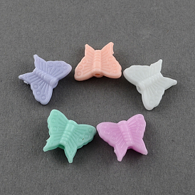 Perles acryliques opaques, perles de papillon en plastique, 13x15x5mm, trou: 2 mm, environ 1220 pcs / 500 g