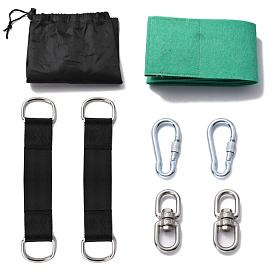 Nylon Straps Tree Swing Strap Hanging Kits, with Iron Hook and Loop Tapes, Clasps & Rings