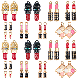 32 шт 8 стили подвески из сплава эмали, подвески для макияжа, со стразами, смешанный помада
