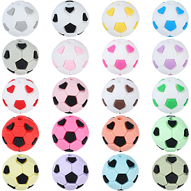 40шт 20 цвета силиконовые фокусные бусины, футбол