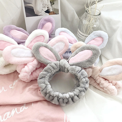 Cute 3D Bunny Ears Headband with Facial Mask for Makeup and Skincare