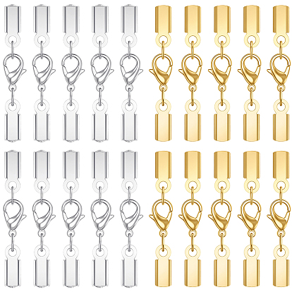 20pcs 2 couleurs 304 fermoirs mousquetons en acier inoxydable avec embouts de cordon
