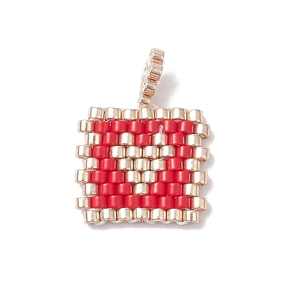 Handmade MIYUKI Round Rocailles Seed Beads, Loom Pattern, Rectangle with Heart
