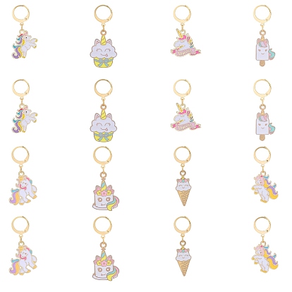 Кулон из сплава эмали тема единорога запирающие маркеры петель, 304 маркер с застежкой из нержавеющей стали