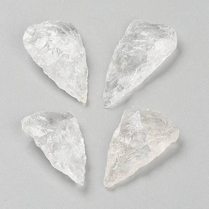 Rough Raw Natural Quartz Crystal Beads, Rock Crystal Beads, No Hole/Undrilled, Hammered Teardrop