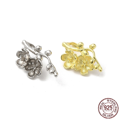 925 зажим для зажима льда из стерлингового серебра, Вишневый цвет цветок, с печатью s925