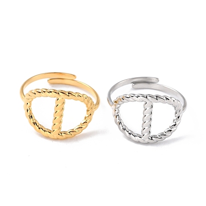 Ion Plating(IP) Adjustable 304 Stainless Steel Finger Rings, Long-Lasting Plated, Oval