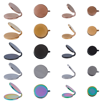 20Pcs 10 Styles 304 Stainless Steel Cuff Earrings, Flat Round