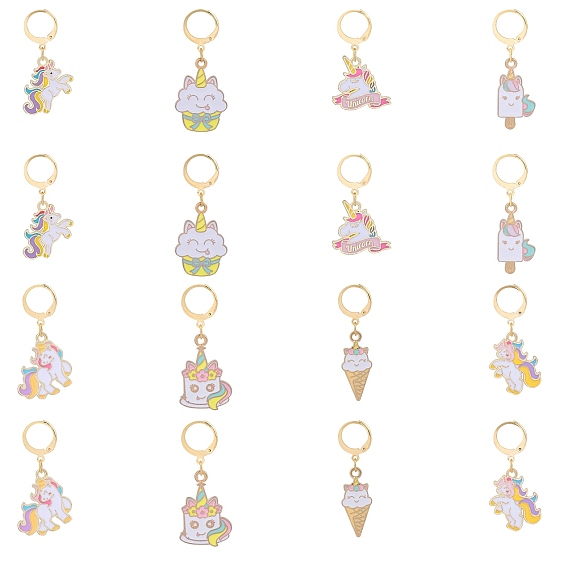 Кулон из сплава эмали тема единорога запирающие маркеры петель, 304 маркер с застежкой из нержавеющей стали