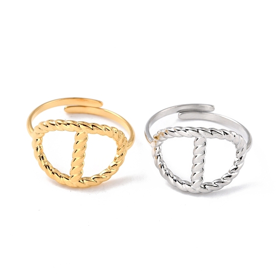 Ion Plating(IP) Adjustable 304 Stainless Steel Finger Rings, Long-Lasting Plated, Oval