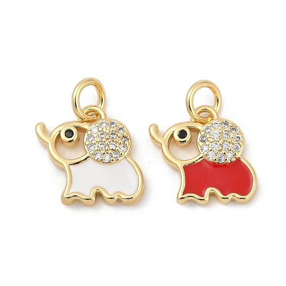 Латунные подвески с кубическими цирконами и эмалью, Слон прелести, долговечный, без свинца и без кадмия, стойки покрытие, реальный 18 k позолоченный, с целью перехода в кольце