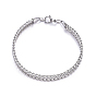 304 Stainless Steel Wheat Chain, Foxtail Chain Bracelets, Textured, with Lobster Claw Clasps