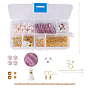 Dyed Natural Flat Round Shell Earring Making, with Iron Spacer Beads, Brass Earring Hook, Nylon Tassel Pendant