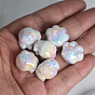 UV Plating Rainbow Iridescent Acrylic Beads, Cat Paw Print