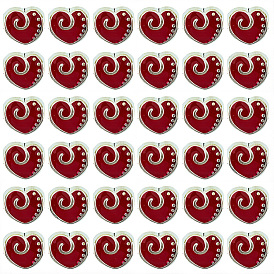 50шт. сплав эмалированные европейские бусины, бусины с большим отверстием, без кадмия и без свинца, античное серебро, сердце