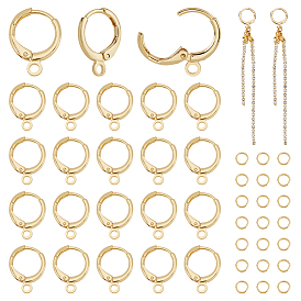 Латунная фурнитура Leverback для серег, с открытыми пружинными кольцами из нержавеющей стали 304