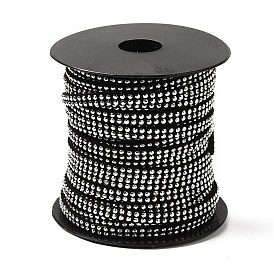 2 Row Platinum Aluminum Studded Faux Suede Cord, Faux Suede Lace, 5x2mm, about 20yards/roll