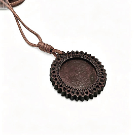 Wood Pendant Cabochon Settings, Flat Round