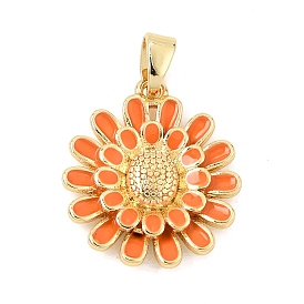 Brass Enamel Pendants, Flower Charms
