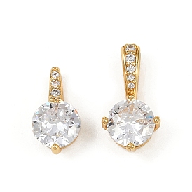 Латунные микропаве прозрачные кубические циркониевые подвески, плоско-круглые, долговечный, без никеля 