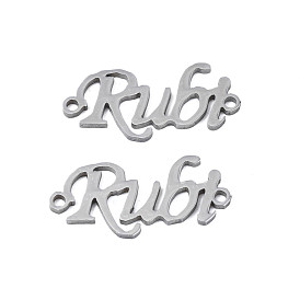 304 Stainless Steel Connector Charms, Word Rubt