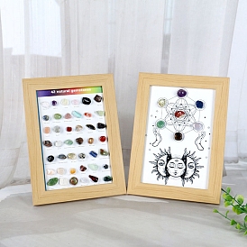 Gemstone and Wooden Picture Frame, for Wall Hanging,Table Top Home Decoration