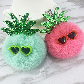 Pineapple Leaf Sunglasses Keychain for Girls' Bags and Car Decor.