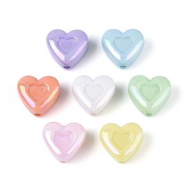 Непрозрачные акриловые бусины с УФ-покрытием, радужный, сердце
