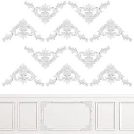 Flower PU Leather Carved Onlay Applique, Center Flower Long Applique, for Door Cabinet Bed Unpainted Decor European Style