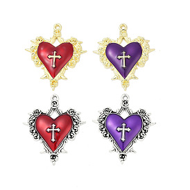 Подвески из эмали и сплава, стойки покрытие, без кадмия, без никеля и без свинца, сердце с крестиком