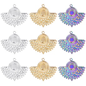 Silver gold fan-shaped titanium steel colorful pendant metal jewelry DIY handmade necklace earrings pendant
